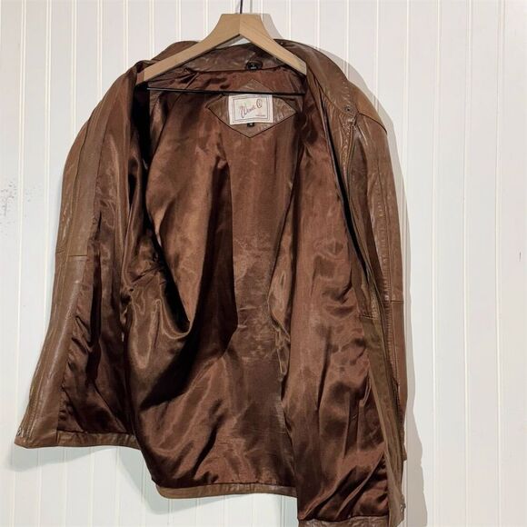 Vintage Wendi Q by Saxony Leather Jacket Brown Oversized 80s 90s Korea Women’s M - Picture 9 of 13